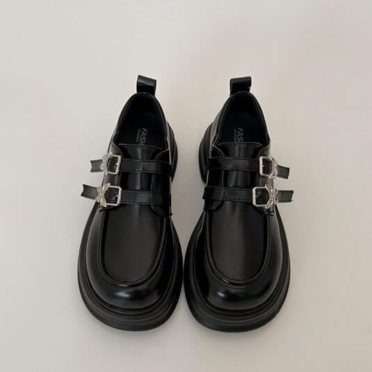 モカシン 厚底メアリージェーン革靴ローファー