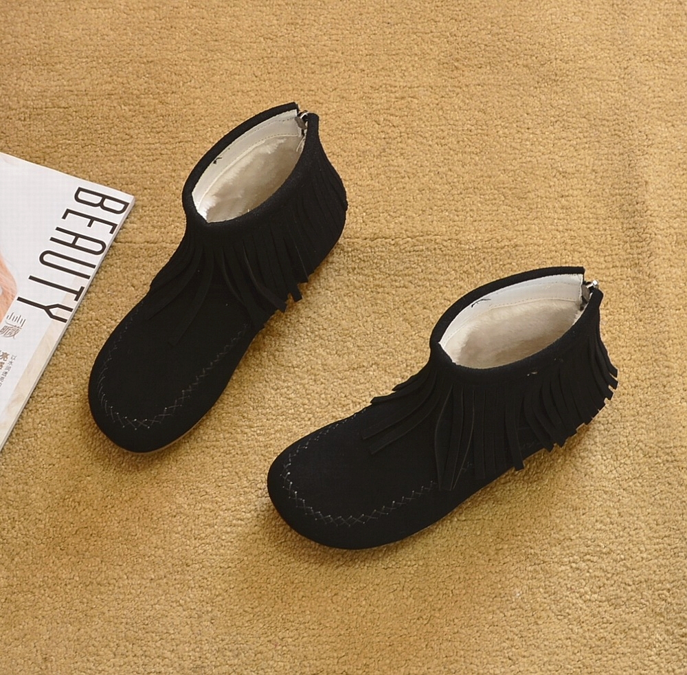 モカシン ブーツ 流れるフリンジ モカシンブーツ