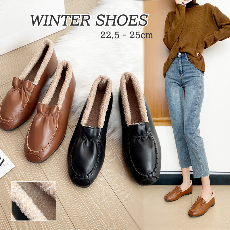 秋冬新作 裏ボア もこもこ モカシン レディース 暖かい フラット ローファー