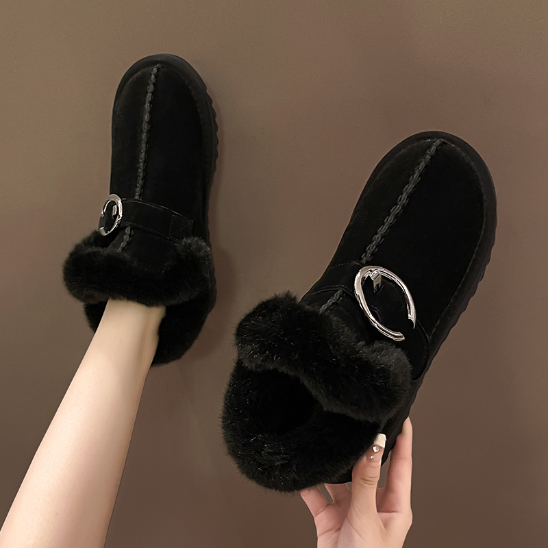 モカシン ブーツ ふわもこ金具飾りモカシンブーツ