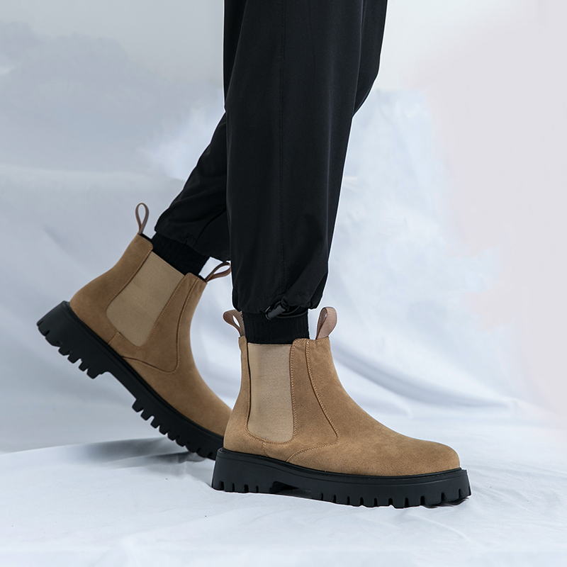 モカシン サイドゴア厚底モカシンブーツ