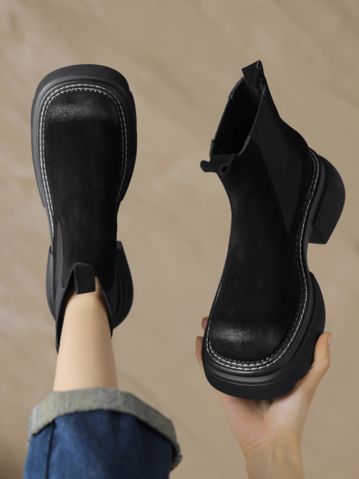 モカシン ブーツ サイドゴアモカシンブーツ