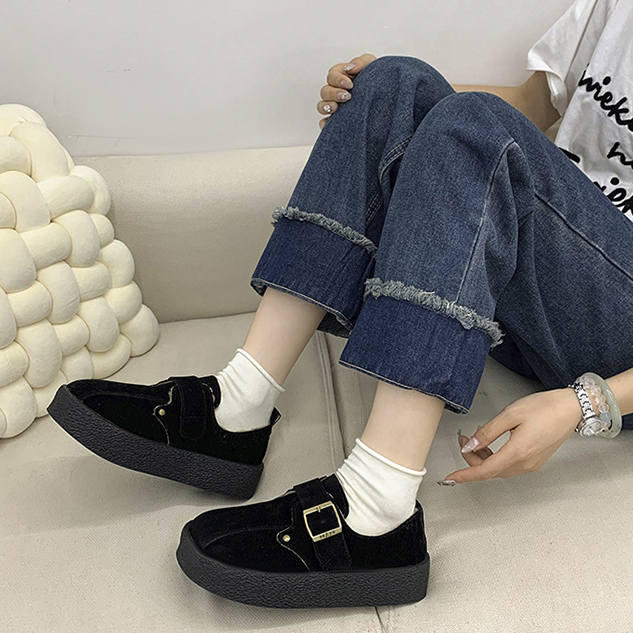 レディース ムートン調 ショートブーツ モカシン 裏ボア付き