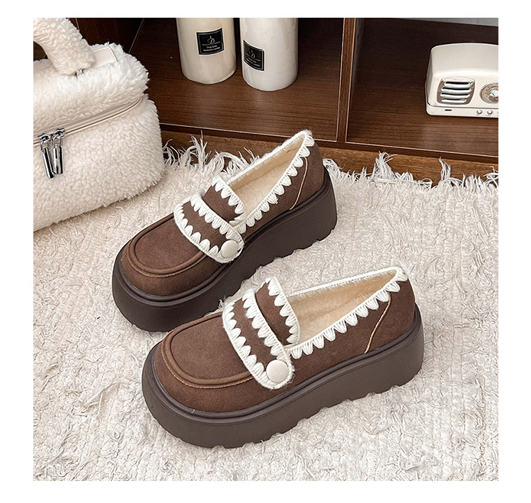 モカシン 厚底 フリルラインモカシンシューズ