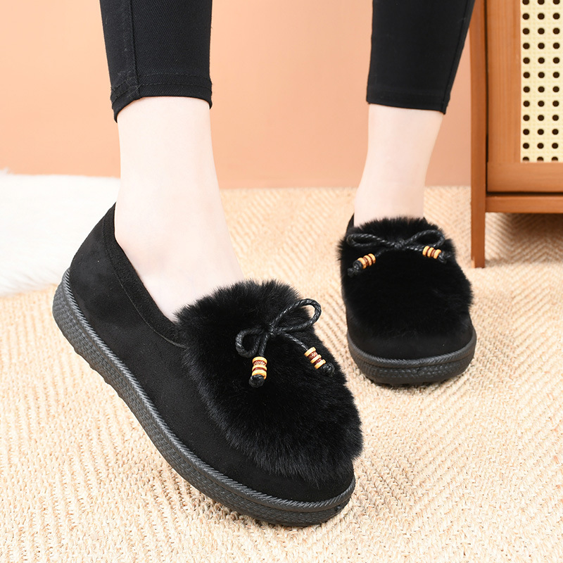 モカシン ふわふわファー付きタッセル装飾モカシンローファー