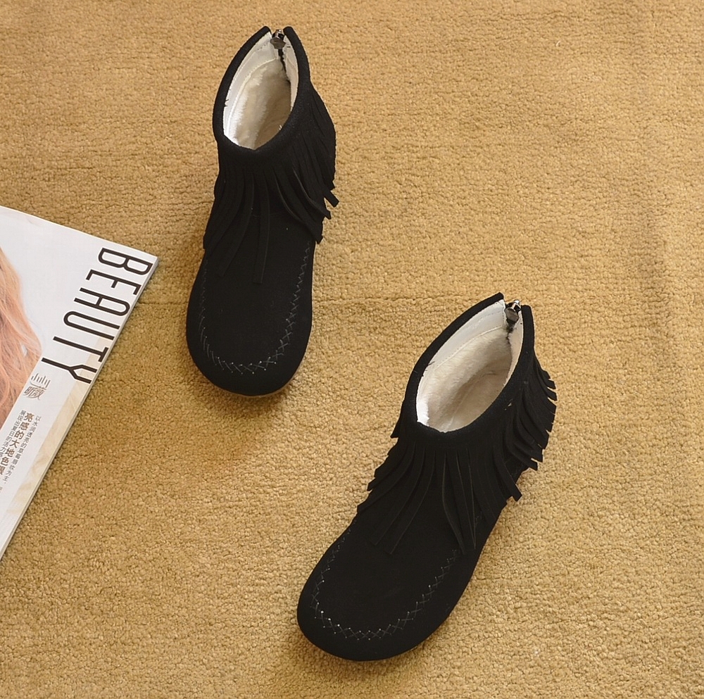 モカシン ブーツ 流れるフリンジ モカシンブーツ