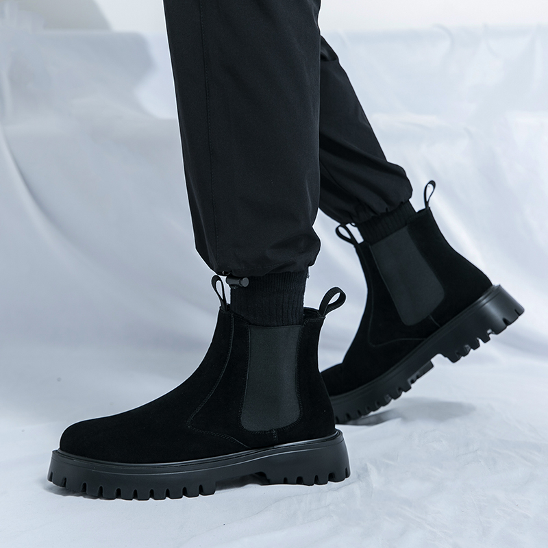 モカシン サイドゴア厚底モカシンブーツ