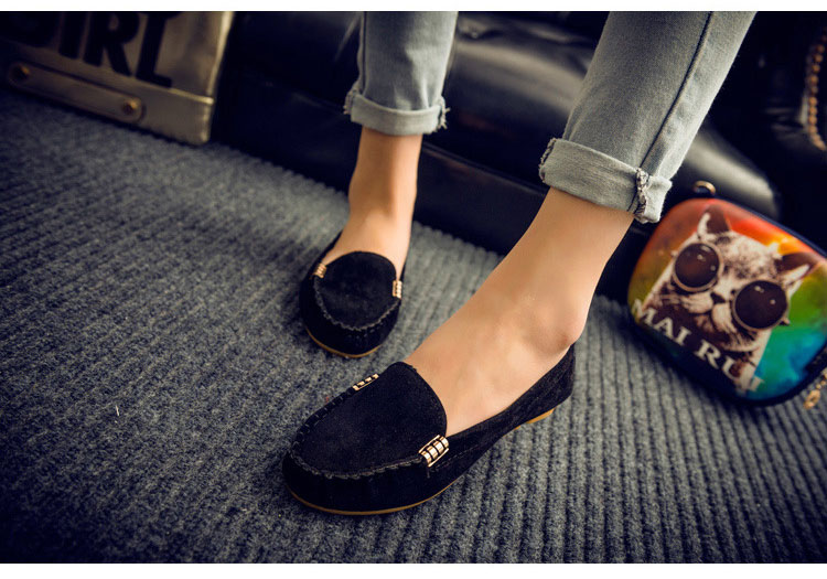 大人可愛いスエード調モカシンシューズ ぺたんこ楽ちん