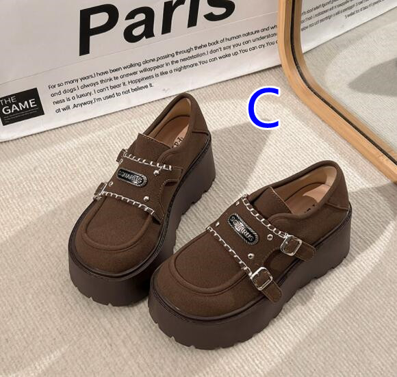 厚底モカシンローファー レディース ベルト付きプラットフォーム