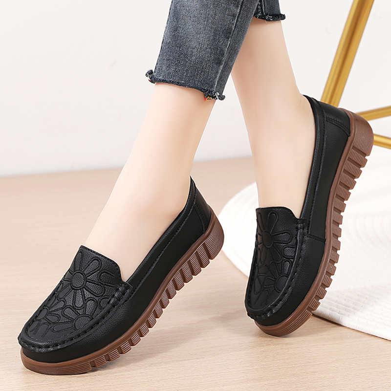モカシン 厚底 花模様厚底モカシン