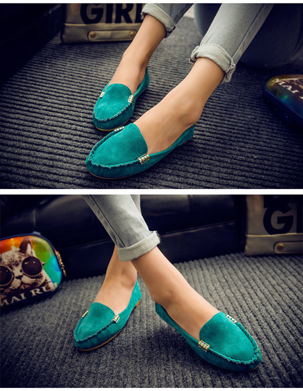 大人可愛いスエード調モカシンシューズ ぺたんこ楽ちん