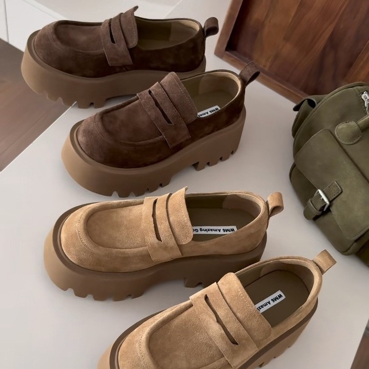 モカシン 厚底プラットフォームモカシンローファー