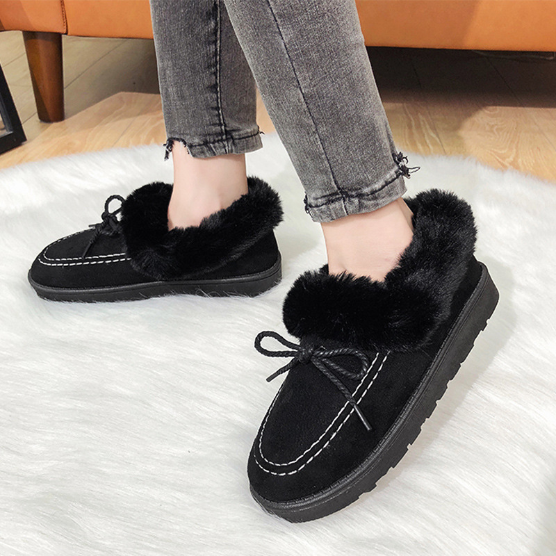 モカシン ふわふわファー付きモカシンブーツ