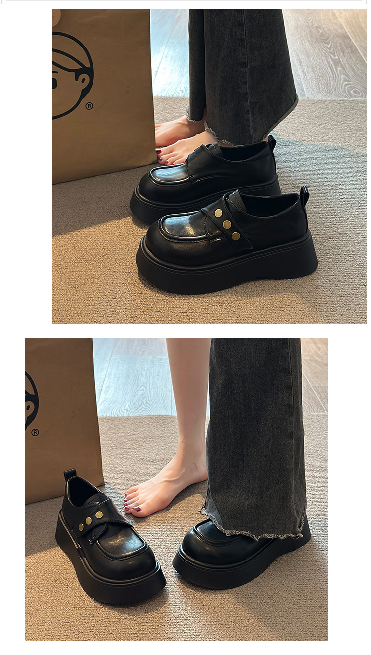 モカシン 三連ボタン飾り厚底モカシン