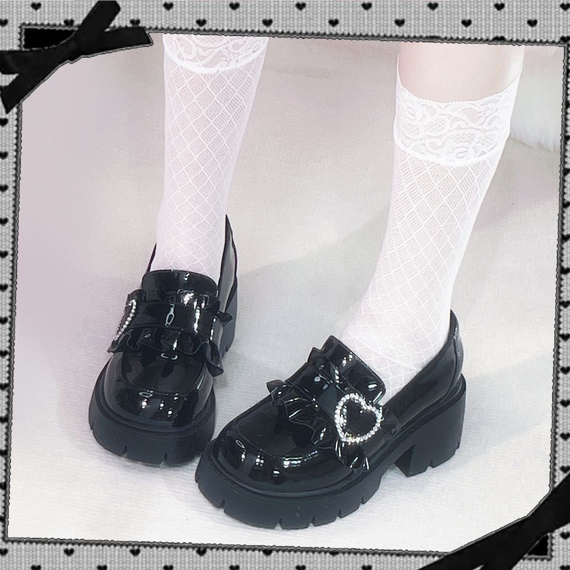 モカシン 煌めきハート厚底モカシン