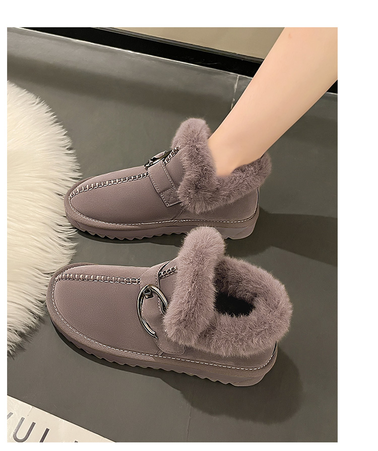 モカシン ブーツ ふわもこ金具飾りモカシンブーツ
