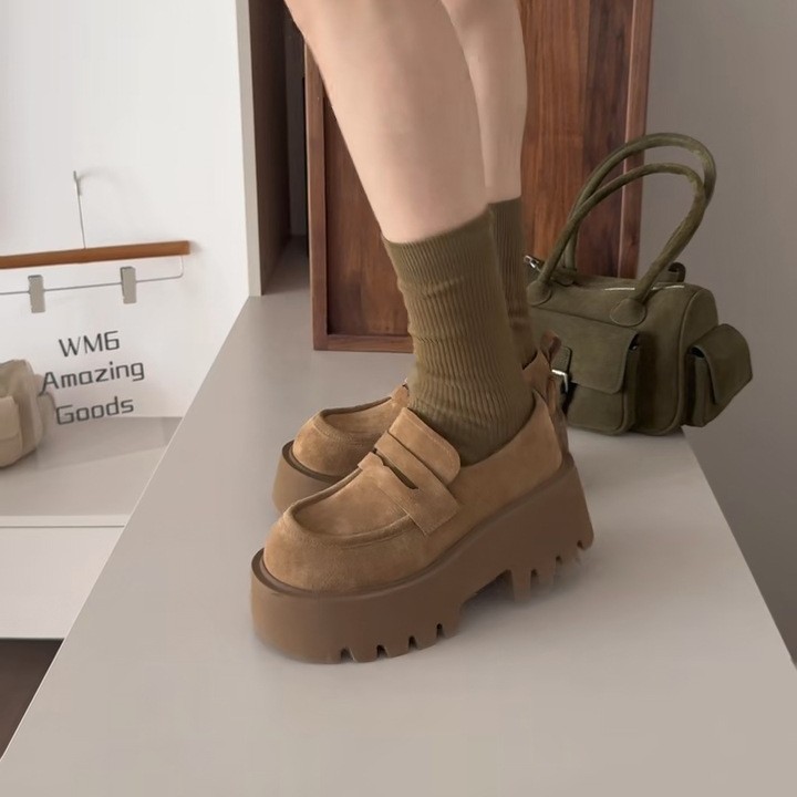 モカシン 厚底プラットフォームモカシンローファー