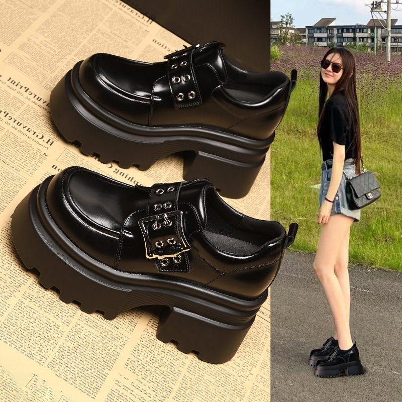モカシン ベルト付き厚底モカシンシューズ