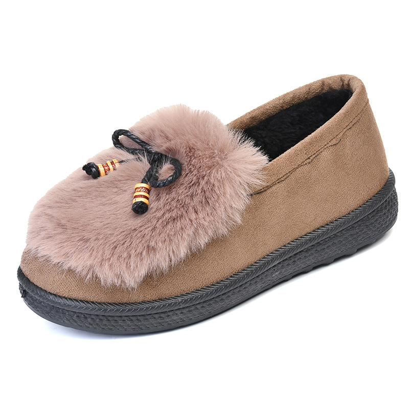 モカシン ふわふわファー付きタッセル装飾モカシンローファー