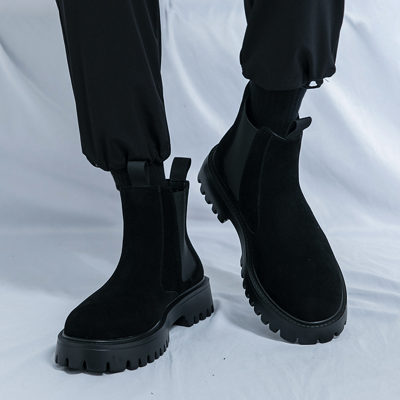 モカシン サイドゴア厚底モカシンブーツ