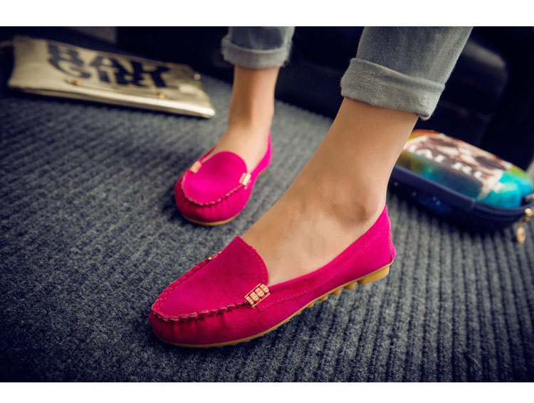 大人可愛いスエード調モカシンシューズ ぺたんこ楽ちん
