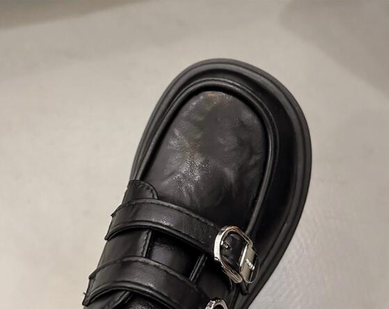 レディース厚底ローファー合成皮革モカシンシューズ