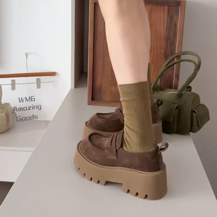 モカシン 厚底プラットフォームモカシンローファー