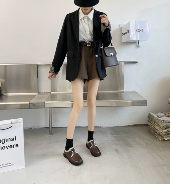 裏ボア厚底モカシン 暖かい保温シューズ