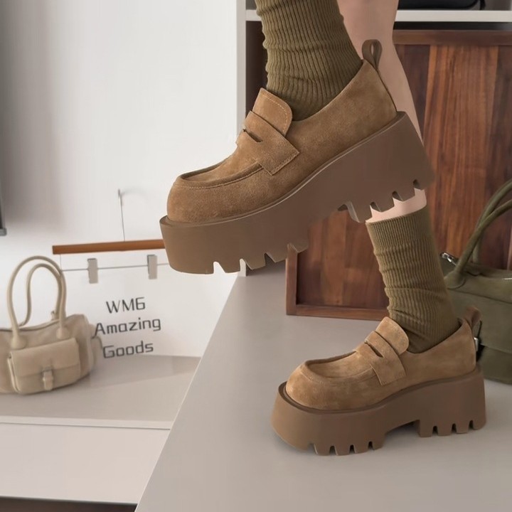 モカシン 厚底プラットフォームモカシンローファー