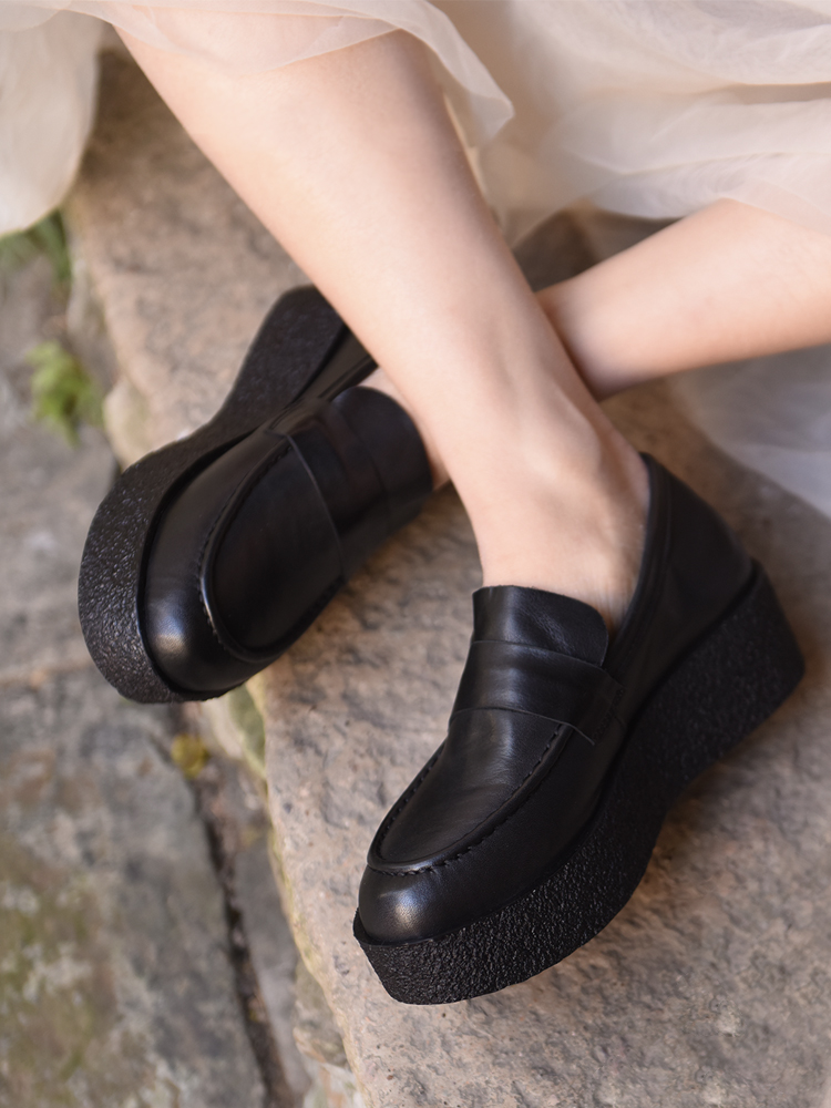モカシン ローファー 厚底モカシンローファー