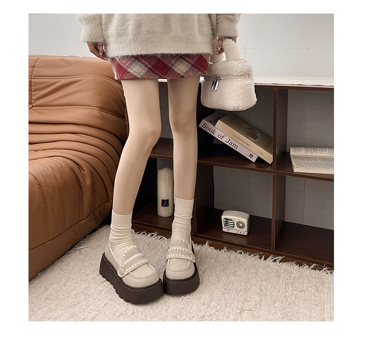 モカシン 厚底 フリルラインモカシンシューズ