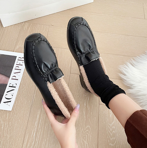 秋冬新作 裏ボア もこもこ モカシン レディース 暖かい フラット ローファー
