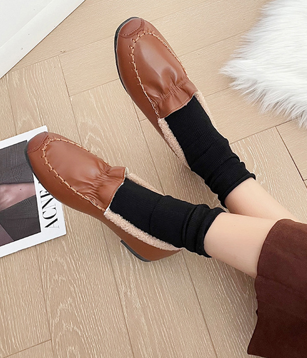 秋冬新作 裏ボア もこもこ モカシン レディース 暖かい フラット ローファー