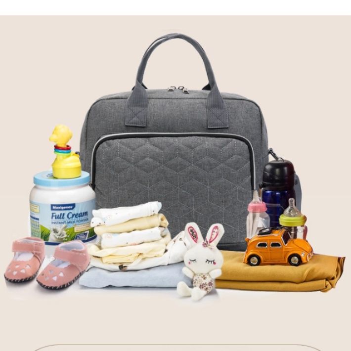 マザーズバッグ キルティング加工保温ポケット付き二way斜め掛け鞄