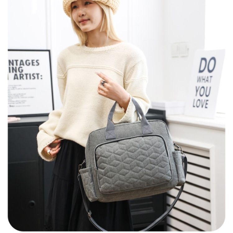 マザーズバッグ キルティング加工保温ポケット付き二way斜め掛け鞄