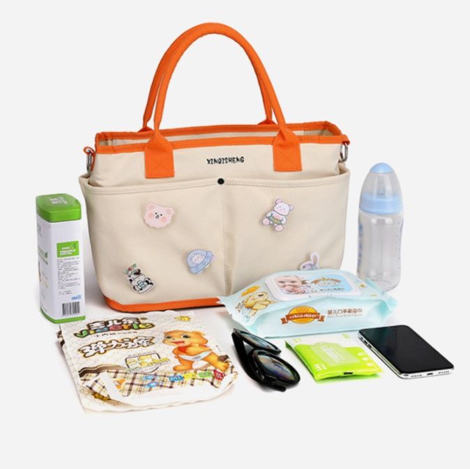 マザーズバッグ くま飾り付き多機能ポケット2way大容量トート