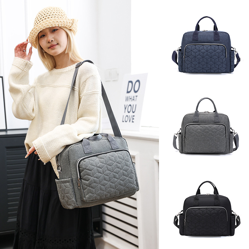 マザーズバッグ キルティング加工保温ポケット付き二way斜め掛け鞄