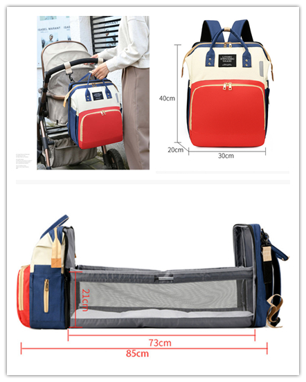 全6色 折りたたみベビーベッド付きマザーズバッグ 大容量多機能