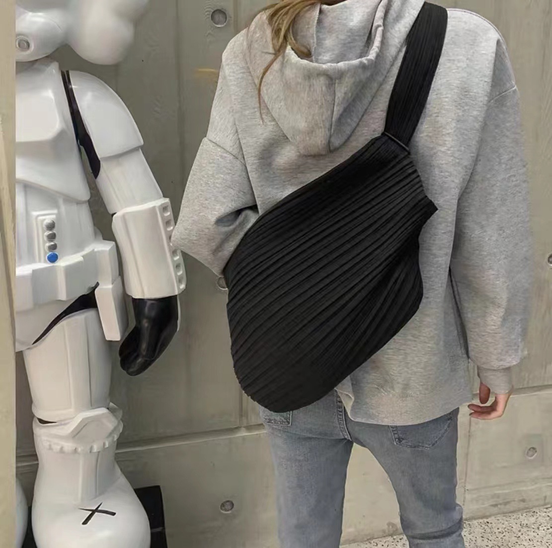 着物バッグ 雅流プリーツ三角ショルダー