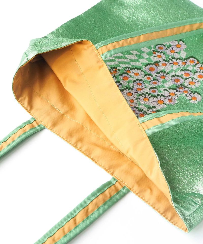 着物バッグ 花の庭 チューリップ刺繍トートバッグ