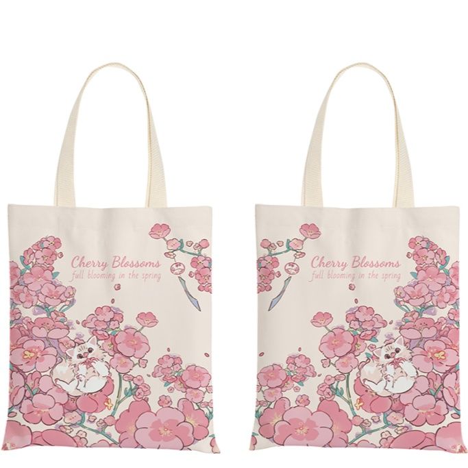 着物バッグ 桜花と猫の風雅トート
