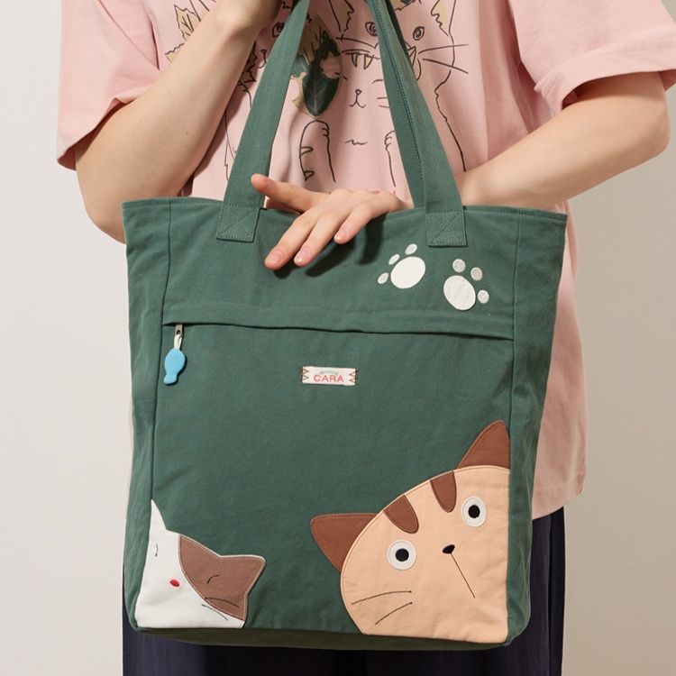 着物バッグ 猫のぞき 和風トートバッグ