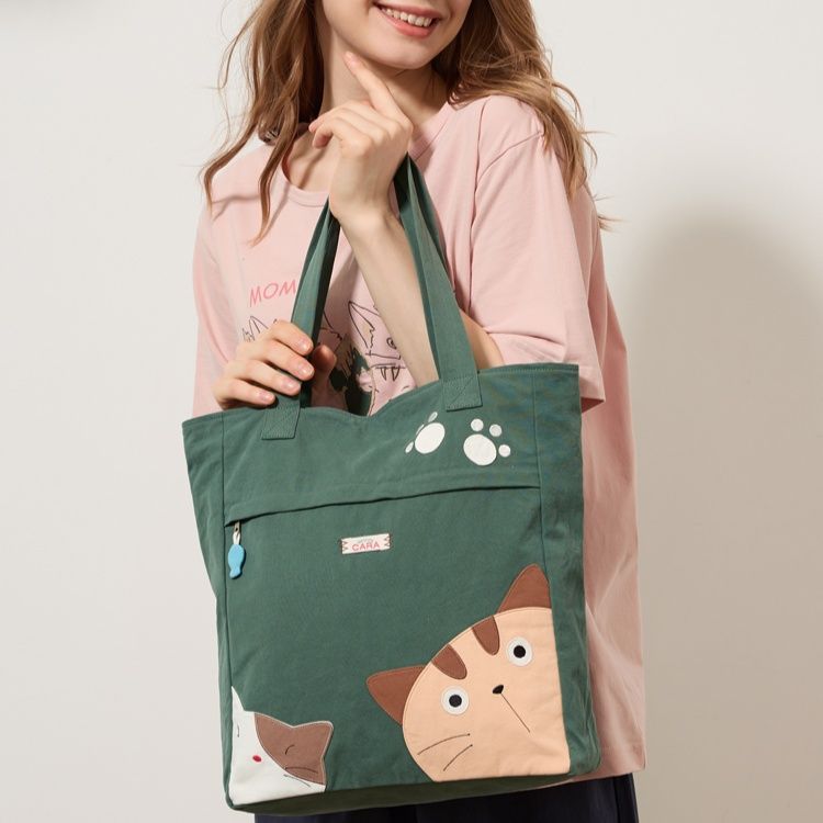 着物バッグ 猫のぞき 和風トートバッグ