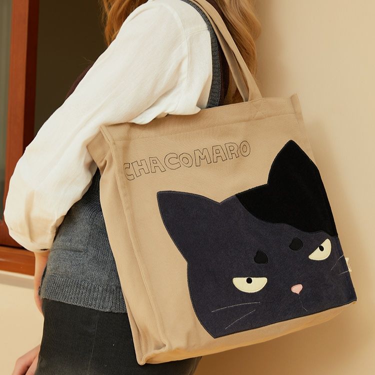 着物バッグ 黒猫のまなざし トートバッグ