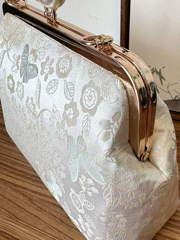 着物バッグ 花園の宴 真珠口金クラッチ