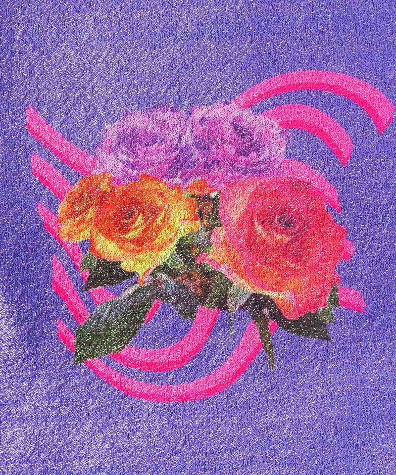 着物バッグ 花の庭 チューリップ刺繍トートバッグ