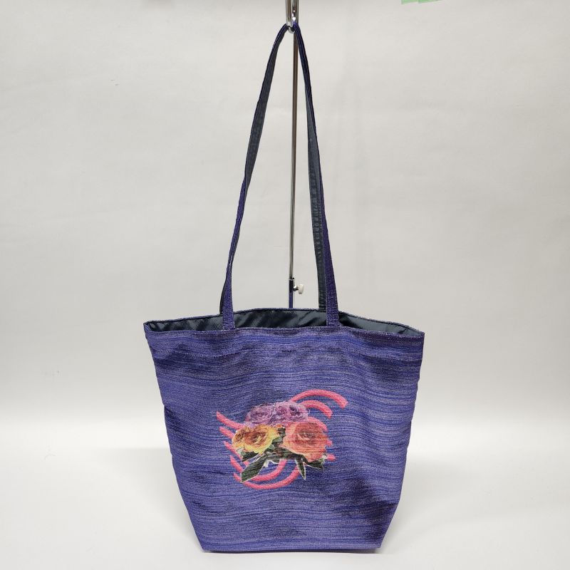 着物バッグ 花の庭 チューリップ刺繍トートバッグ