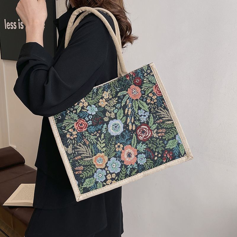 着物バッグ 花園の憩い 着物トートバッグ