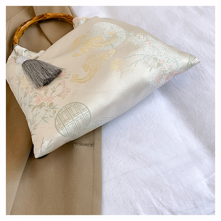 着物バッグ 雅な花月 竹取手巾着トート