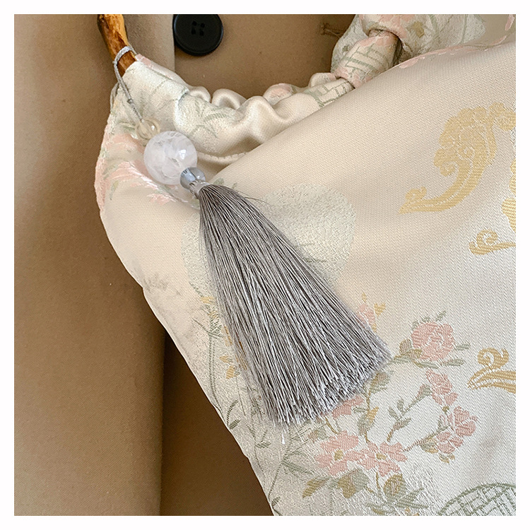 着物バッグ 雅な花月 竹取手巾着トート